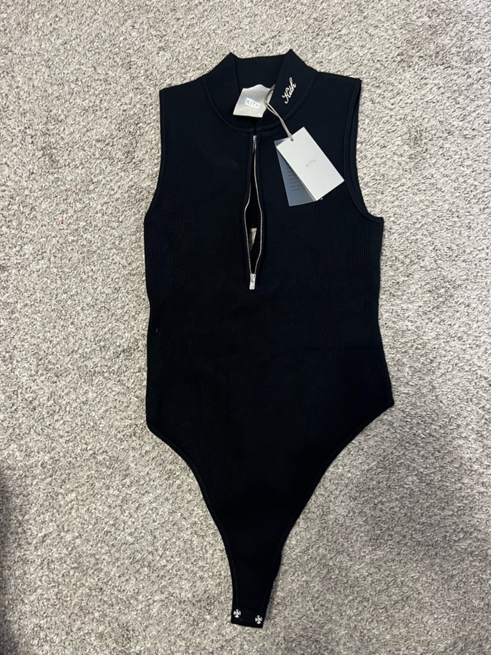 Kith Black Ribbed Sleeveless Open Back Zip Bodysuit
